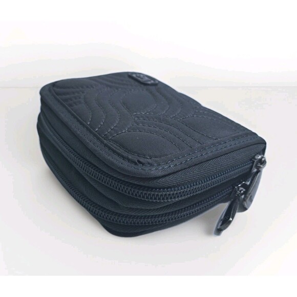 LUG Splits Wallet Double Zipper Gray Quilted RFID Credit Card Coin - Picture 3 of 7